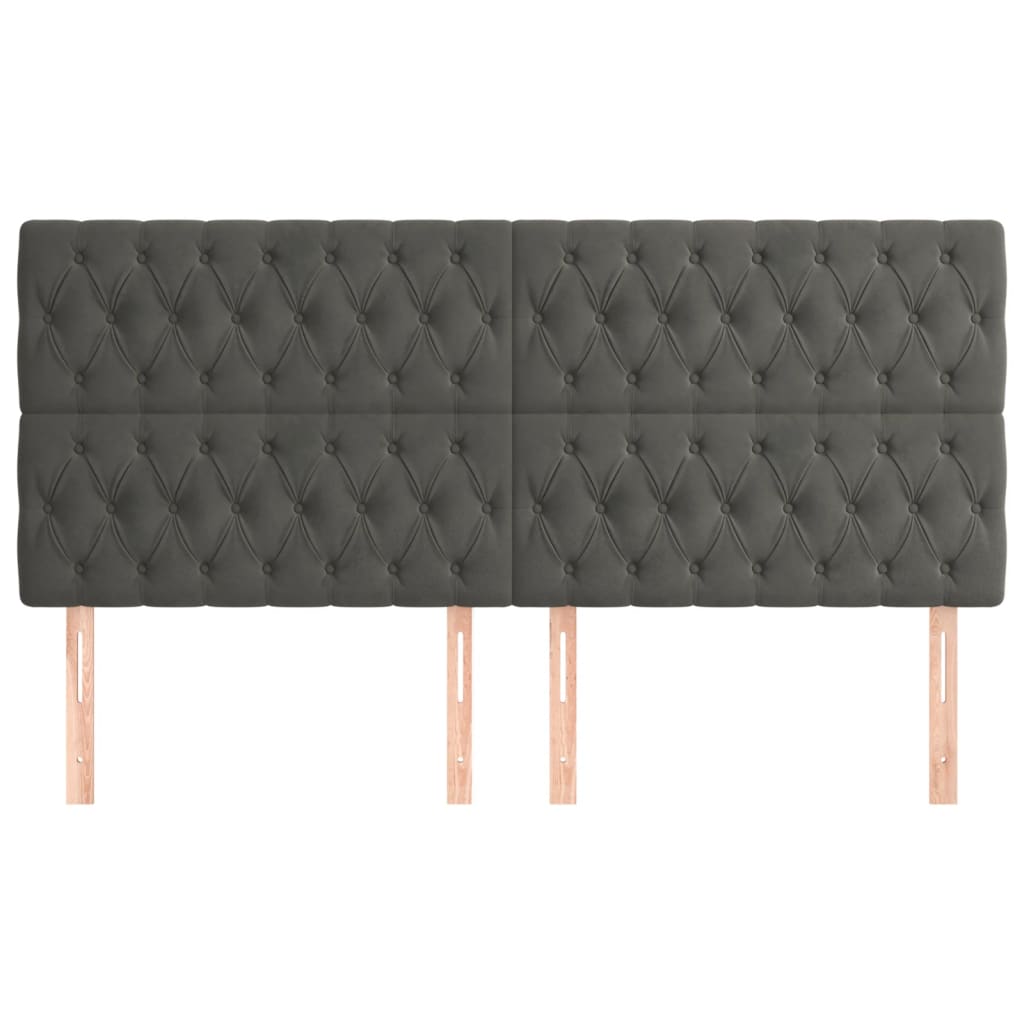 Hoofdbord donkergrijs 200x7x118/128 cm Fluweel is nu te koop bij PeponiXL, paradijselijk wonen!