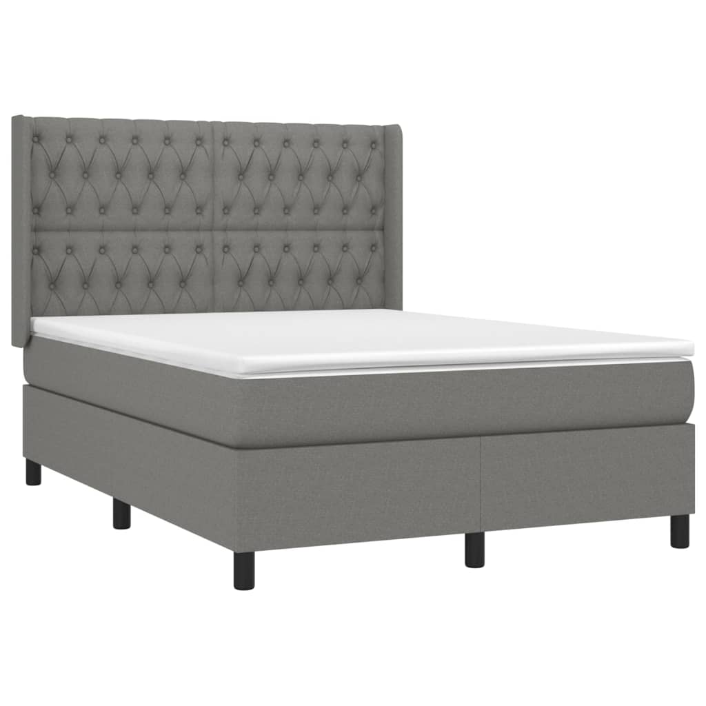 Boxspring met matras stof donkergrijs 140x200 cm is nu te koop bij PeponiXL, paradijselijk wonen!