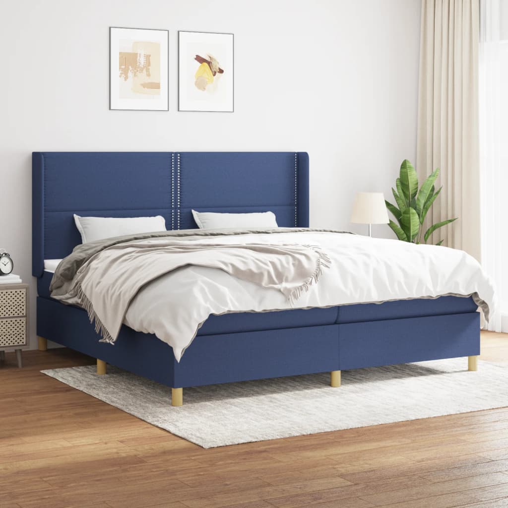 Boxspring met matras stof blauw 200x200 cm is nu te koop bij PeponiXL, paradijselijk wonen!