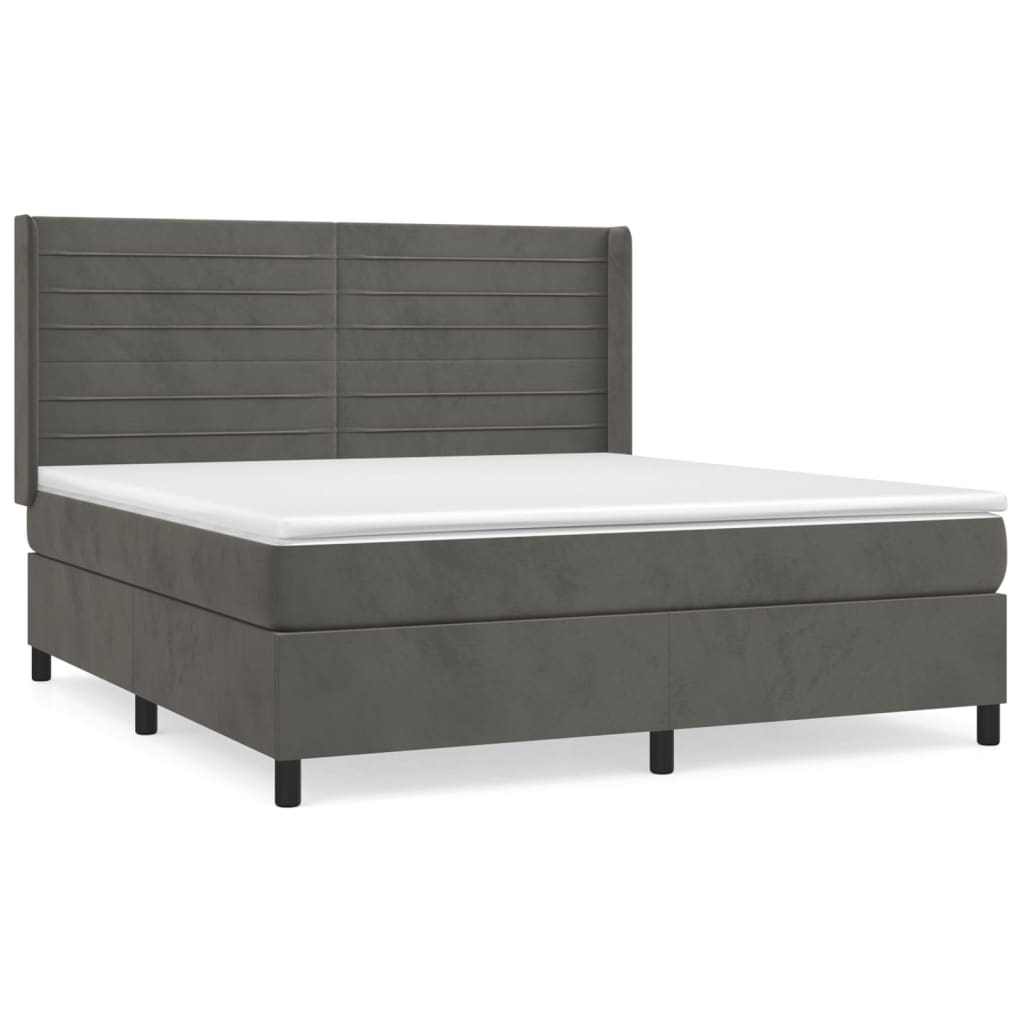 Boxspring met matras fluweel donkergrijs 160x200 cm is nu te koop bij PeponiXL, paradijselijk wonen!