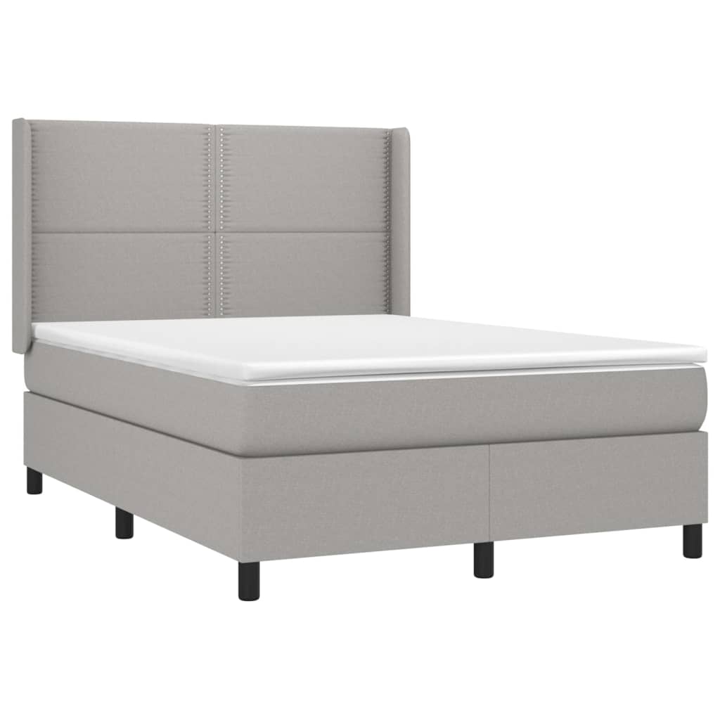 Boxspring met matras en LED stof lichtgrijs 140x190 cm is nu te koop bij PeponiXL, paradijselijk wonen!