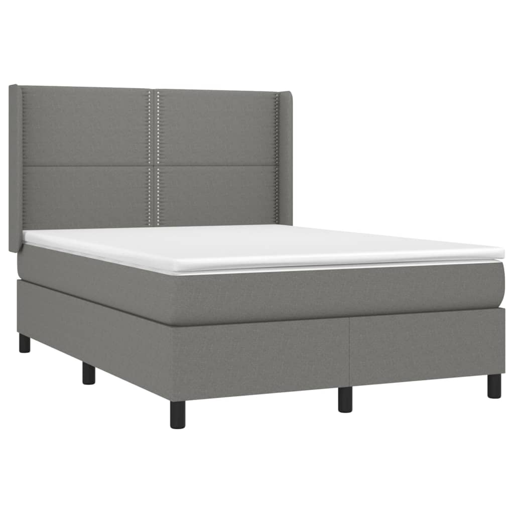 Boxspring met matras en LED stof donkergrijs 140x190 cm is nu te koop bij PeponiXL, paradijselijk wonen!