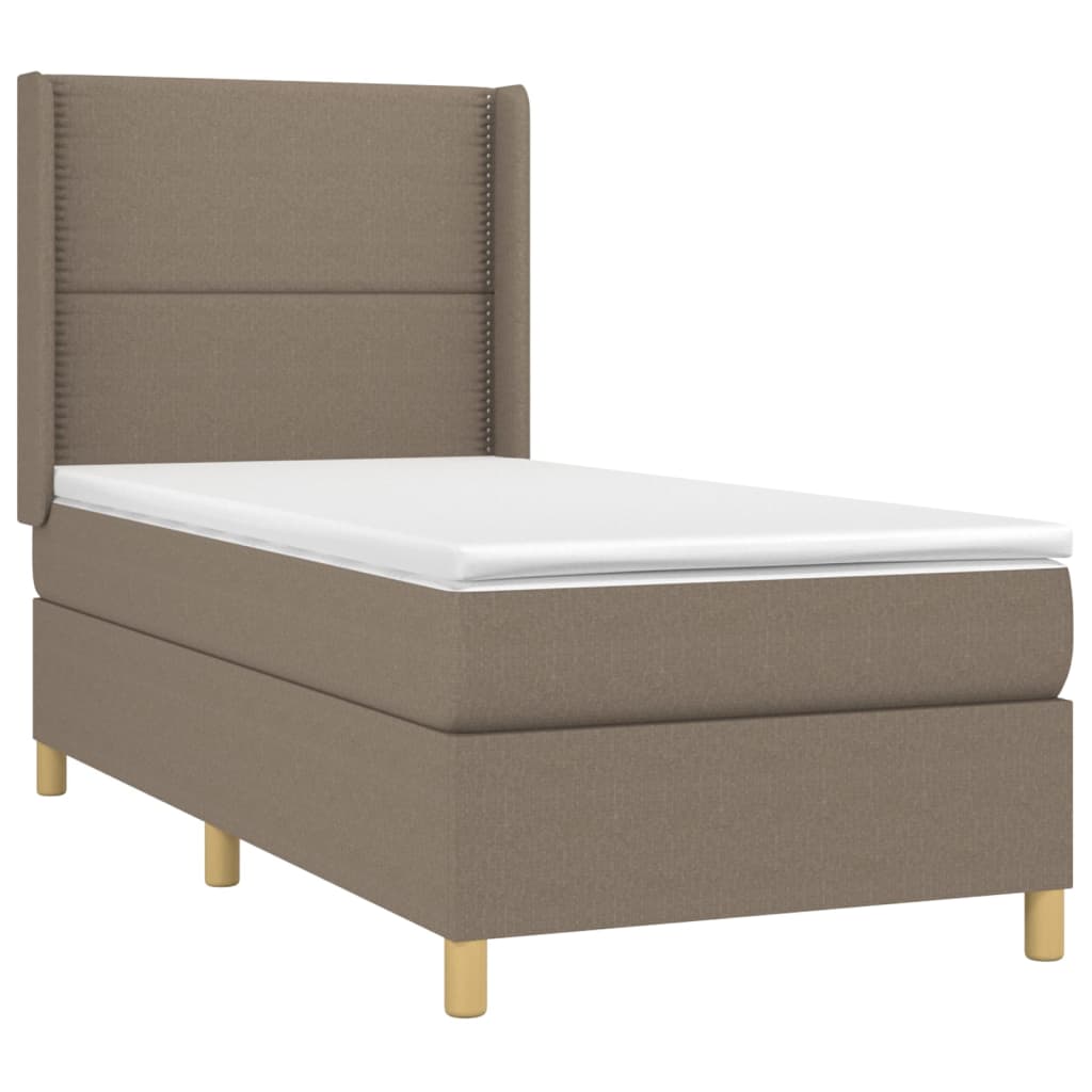 Boxspring met matras en LED stof taupe 90x190 cm is nu te koop bij PeponiXL, paradijselijk wonen!