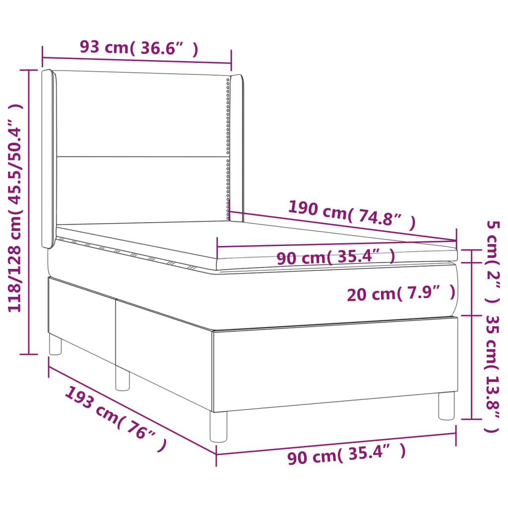 Boxspring met matras en LED stof taupe 90x190 cm is nu te koop bij PeponiXL, paradijselijk wonen!