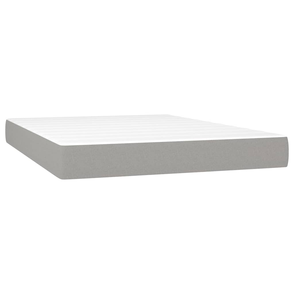 Boxspring met matras en LED stof lichtgrijs 140x190 cm is nu te koop bij PeponiXL, paradijselijk wonen!