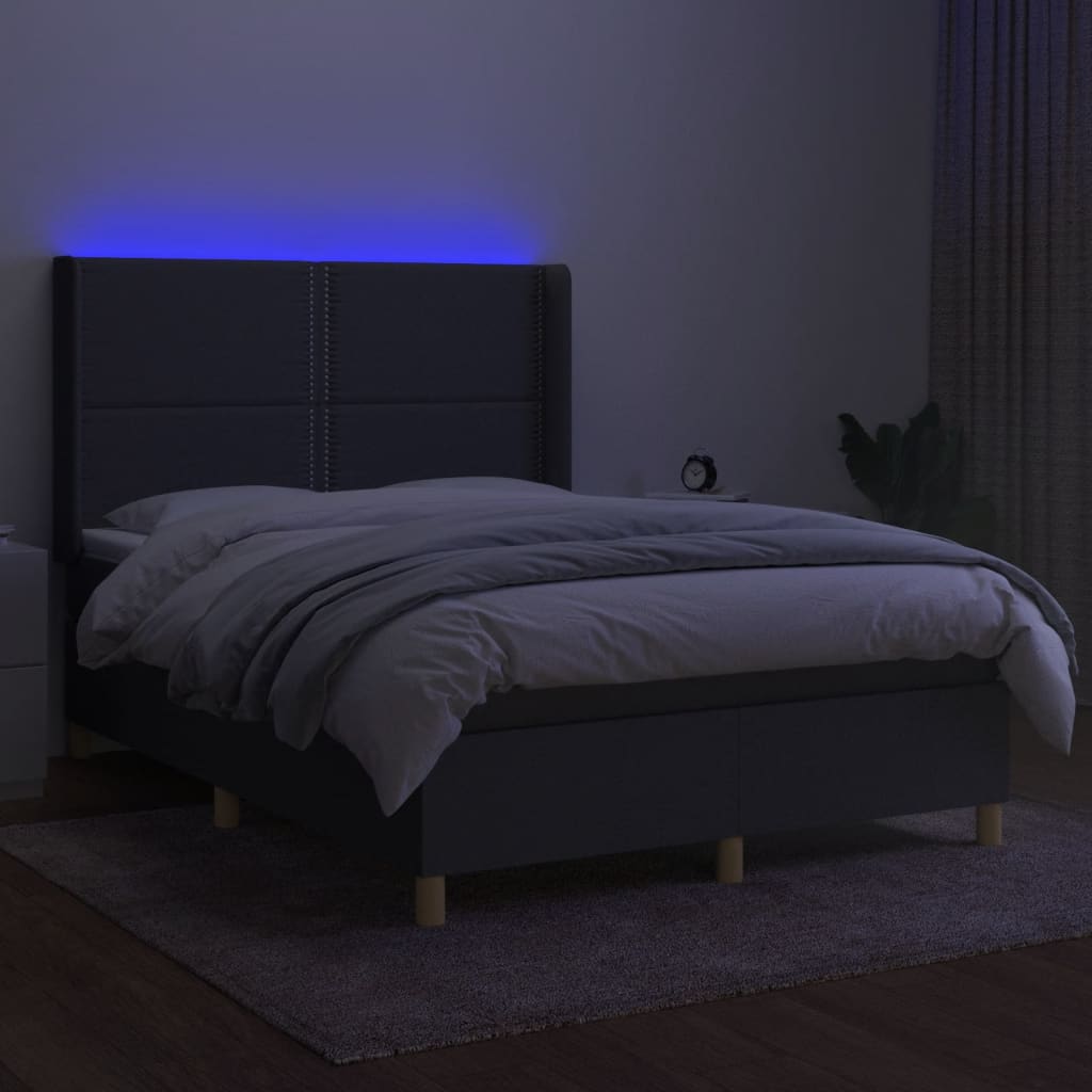 Boxspring met matras en LED stof donkergrijs 140x190 cm is nu te koop bij PeponiXL, paradijselijk wonen!