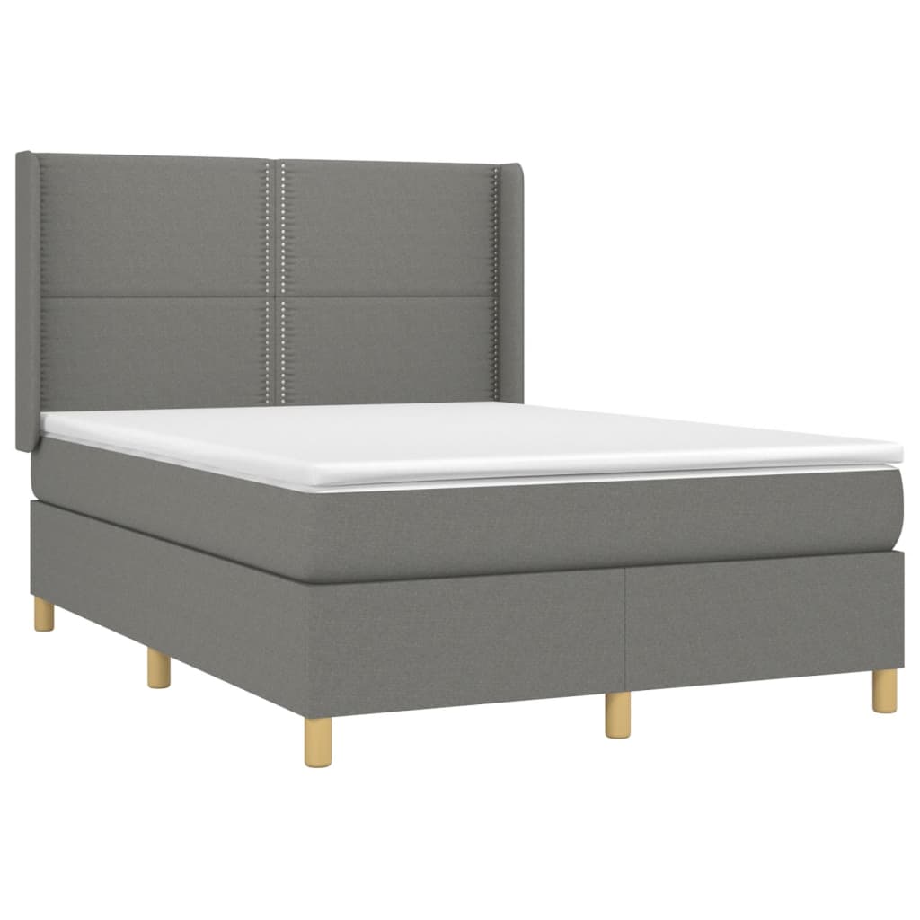 Boxspring met matras en LED stof donkergrijs 140x190 cm is nu te koop bij PeponiXL, paradijselijk wonen!