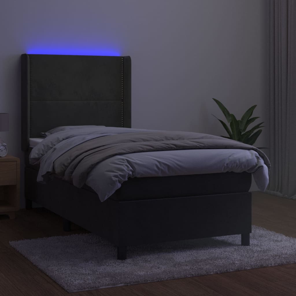 Boxspring met matras en LED fluweel donkergrijs 80x200 cm is nu te koop bij PeponiXL, paradijselijk wonen!