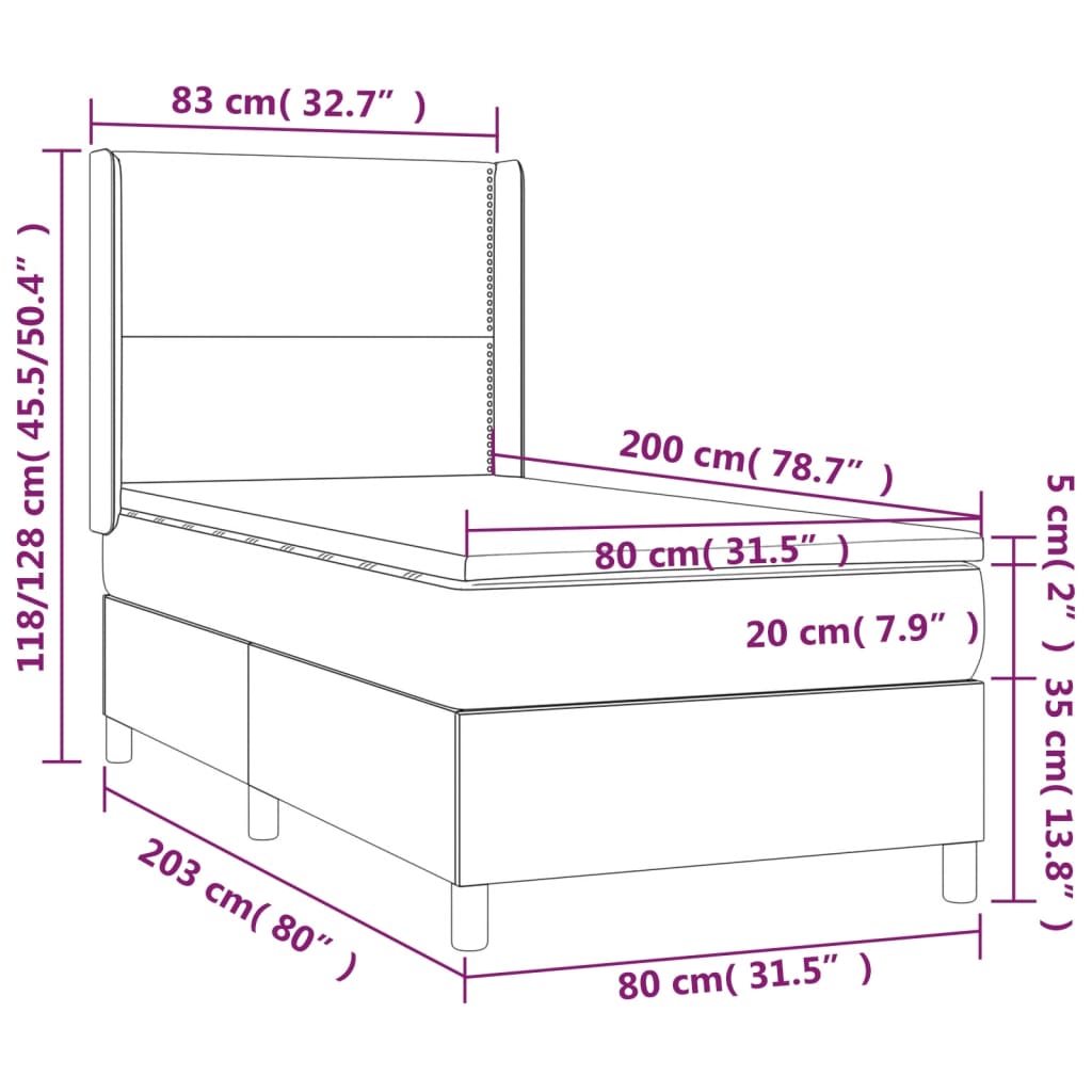 Boxspring met matras en LED fluweel donkergrijs 80x200 cm is nu te koop bij PeponiXL, paradijselijk wonen!