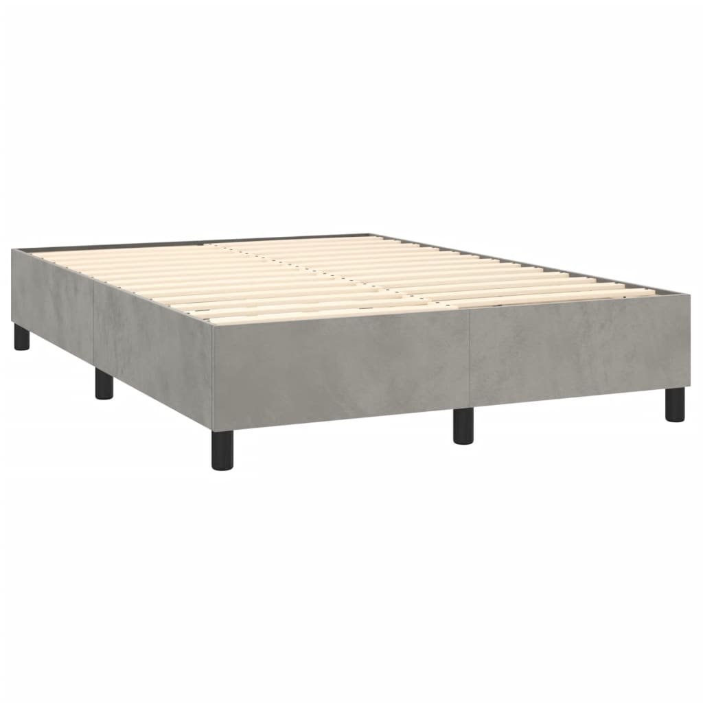 Boxspring met matras en LED fluweel lichtgrijs 140x190 cm is nu te koop bij PeponiXL, paradijselijk wonen!