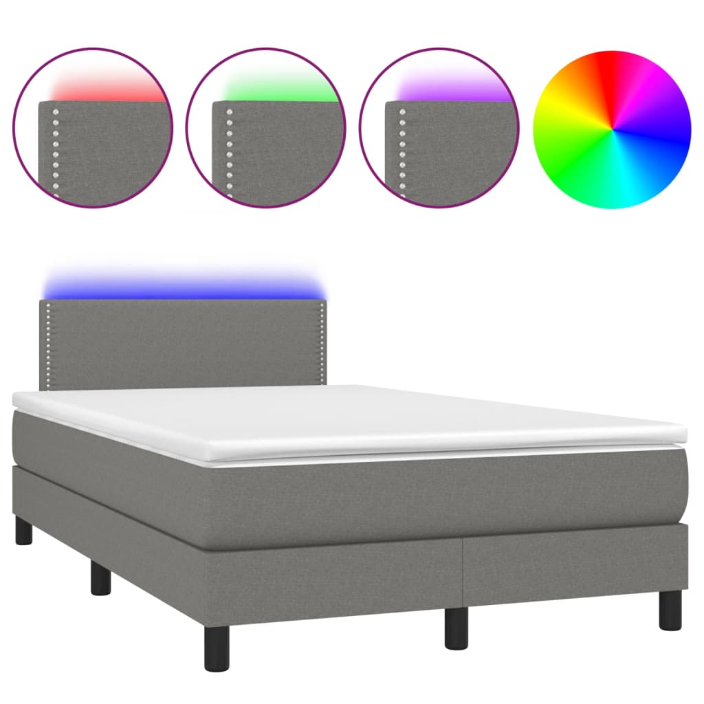 Boxspring met matras en LED stof donkergrijs 120x200 cm is nu te koop bij PeponiXL, paradijselijk wonen!