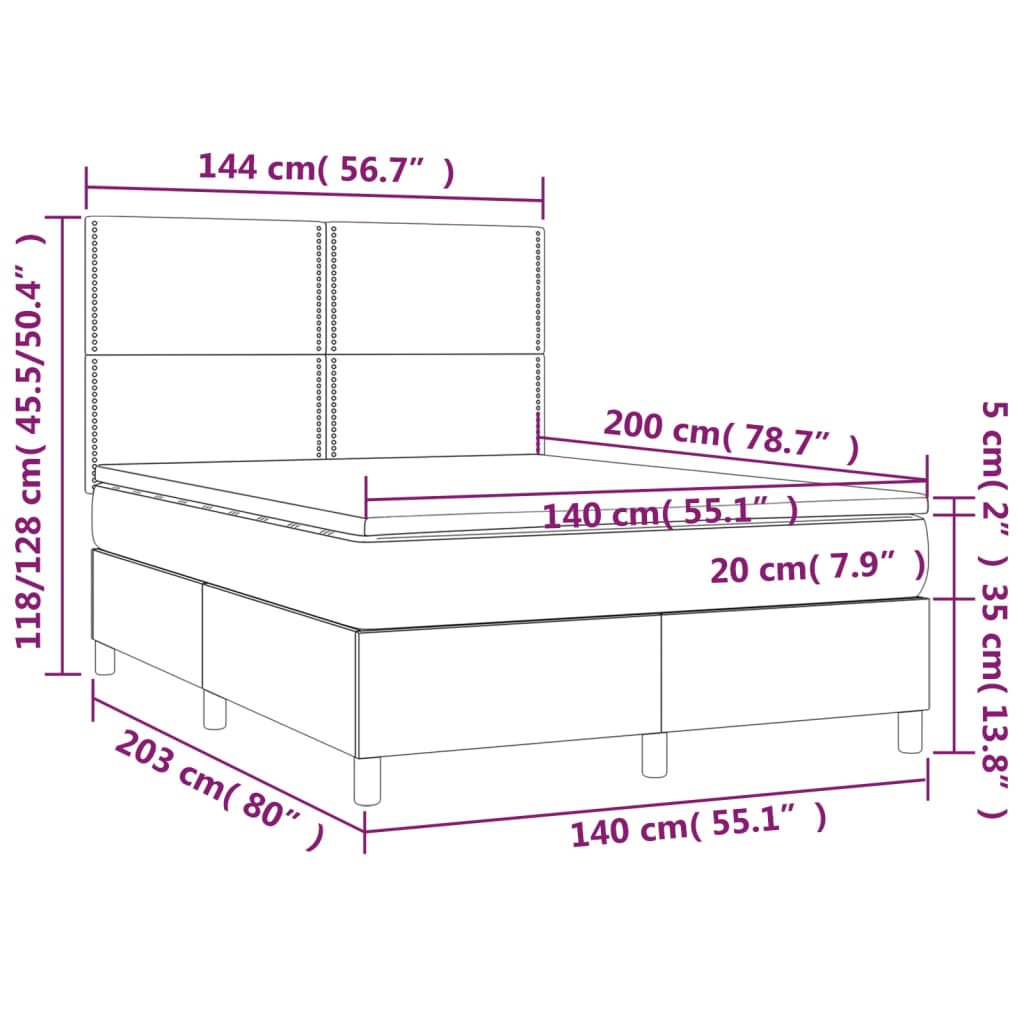 Boxspring met matras en LED stof donkergrijs 140x200 cm is nu te koop bij PeponiXL, paradijselijk wonen!