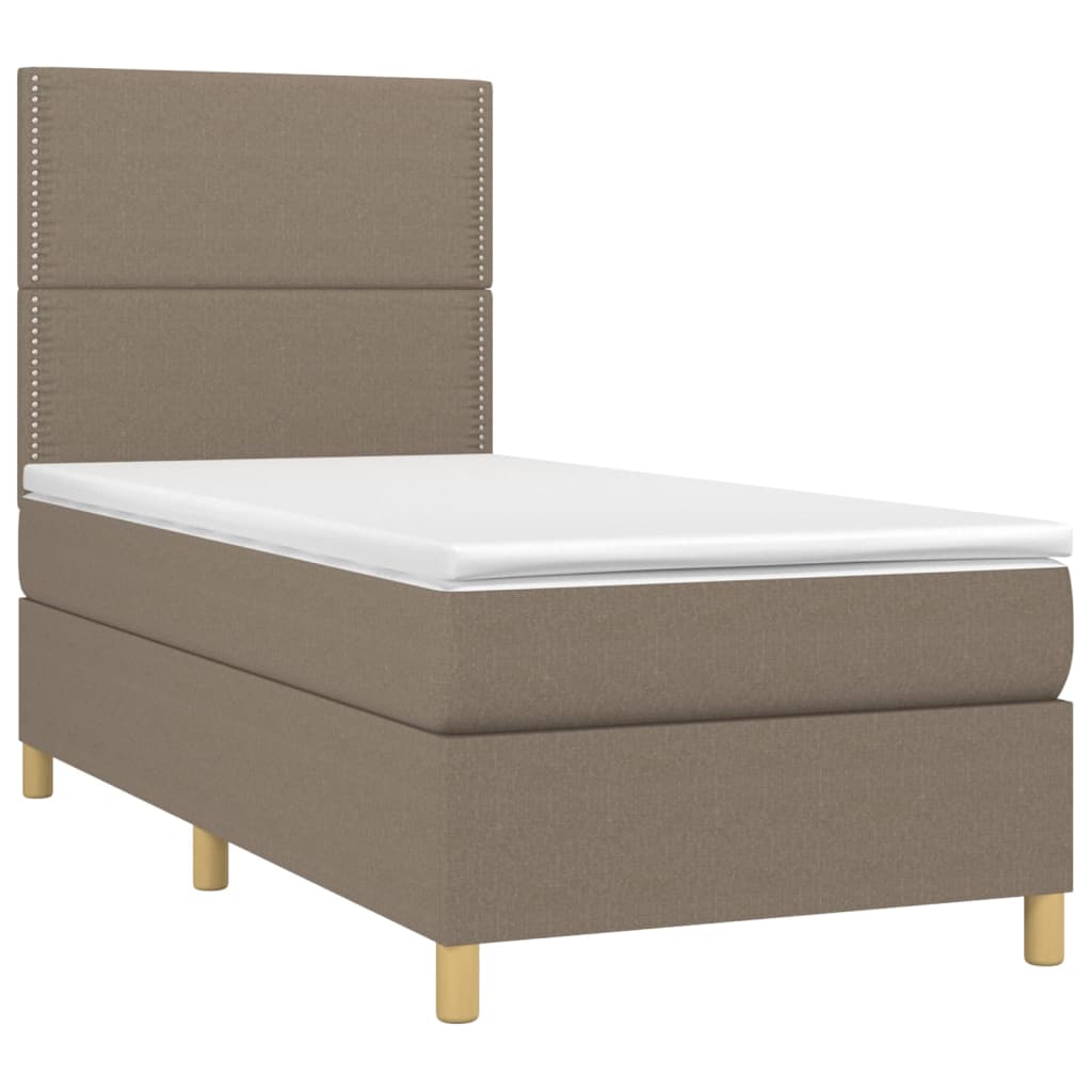 Boxspring met matras en LED stof taupe 90x190 cm is nu te koop bij PeponiXL, paradijselijk wonen!