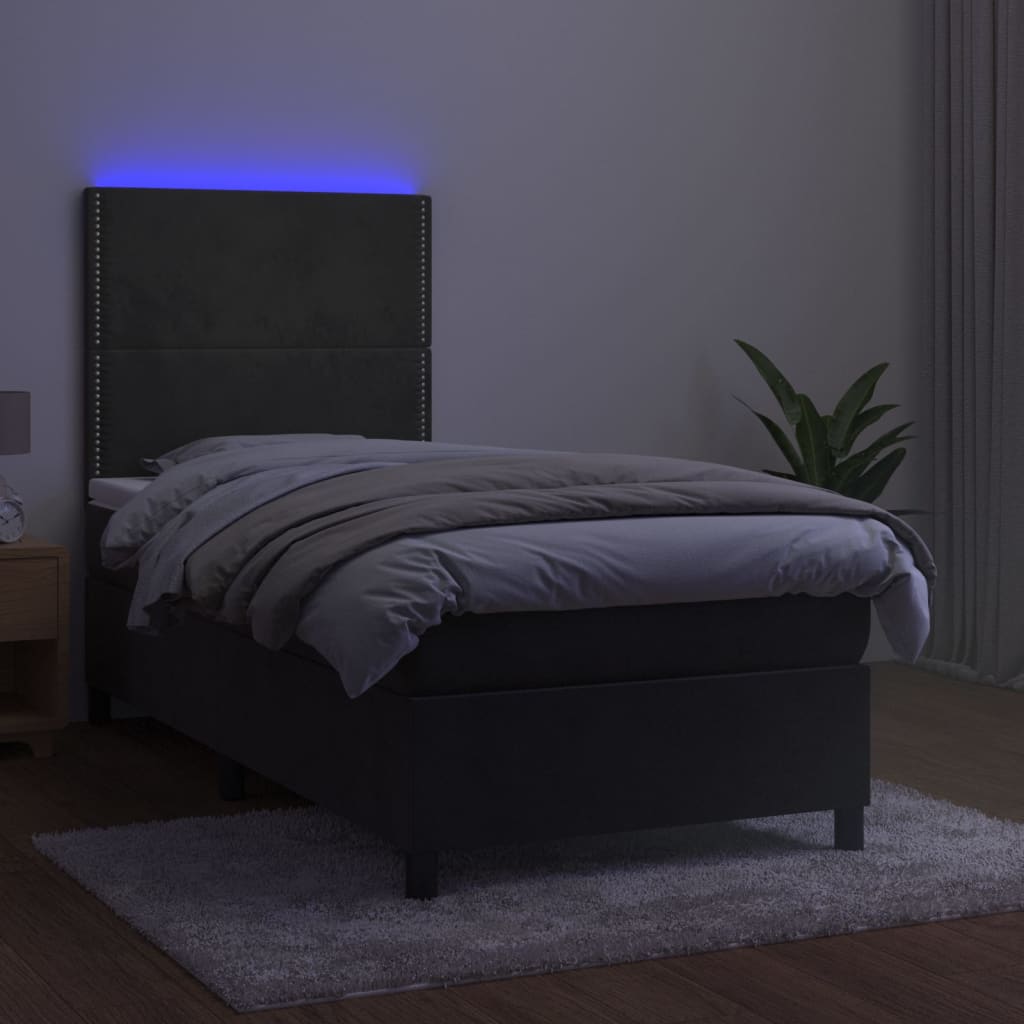 Boxspring met matras en LED fluweel donkergrijs 80x200 cm is nu te koop bij PeponiXL, paradijselijk wonen!