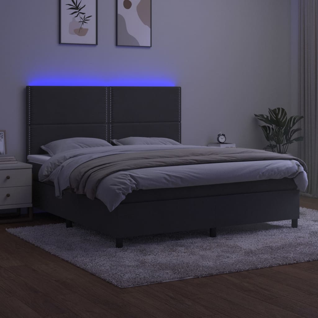 Boxspring met matras en LED fluweel donkergrijs 160x200 cm is nu te koop bij PeponiXL, paradijselijk wonen!