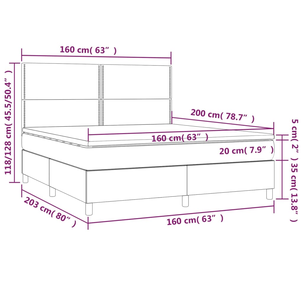 Boxspring met matras en LED fluweel donkergrijs 160x200 cm is nu te koop bij PeponiXL, paradijselijk wonen!