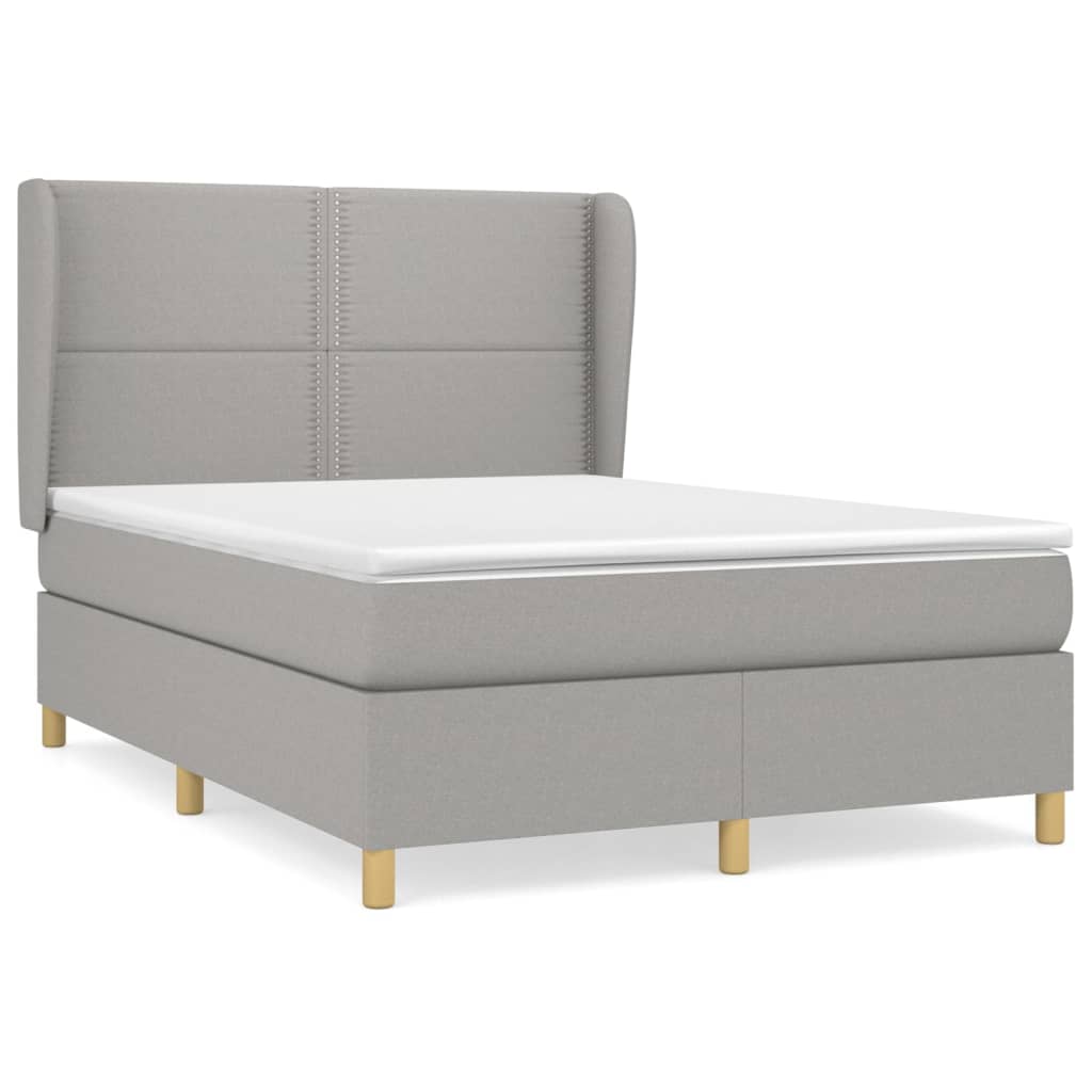 Boxspring met matras stof lichtgrijs 140x200 cm is nu te koop bij PeponiXL, paradijselijk wonen!