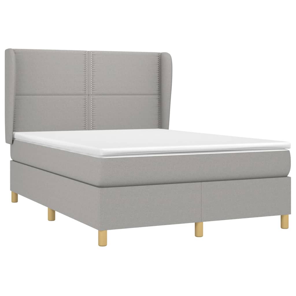 Boxspring met matras stof lichtgrijs 140x200 cm is nu te koop bij PeponiXL, paradijselijk wonen!