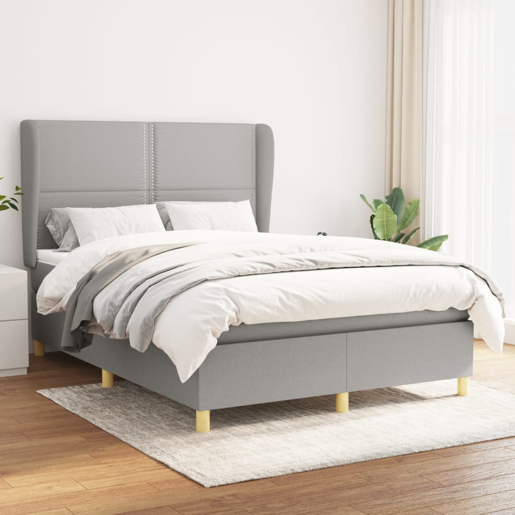 Boxspring met matras stof lichtgrijs 140x200 cm is nu te koop bij PeponiXL, paradijselijk wonen!