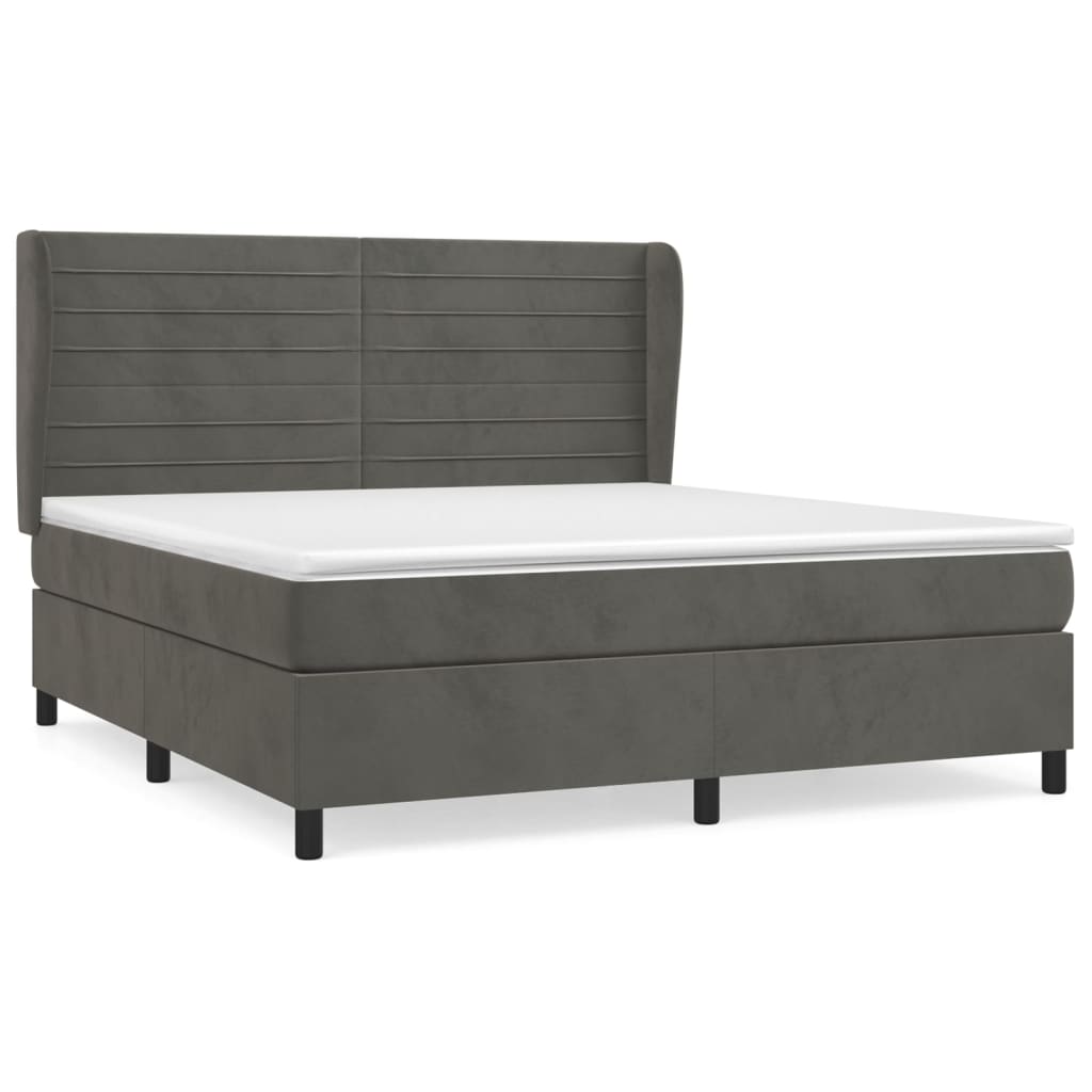 Boxspring met matras fluweel donkergrijs 160x200 cm is nu te koop bij PeponiXL, paradijselijk wonen!