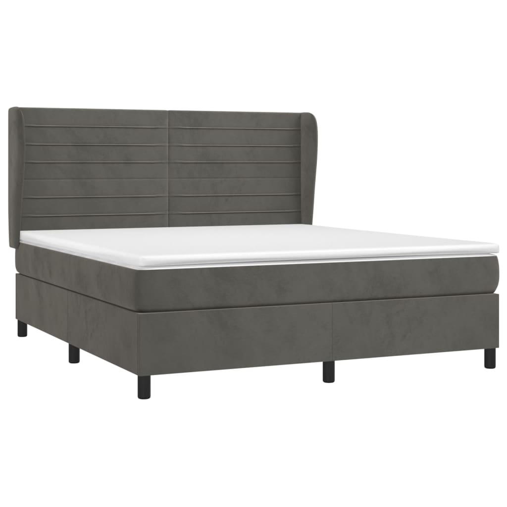 Boxspring met matras fluweel donkergrijs 160x200 cm is nu te koop bij PeponiXL, paradijselijk wonen!