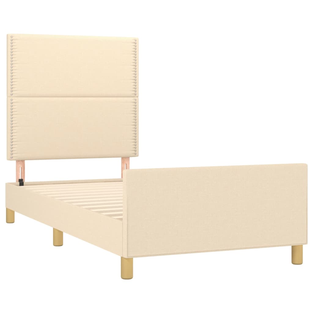 Bedframe zonder matras 90x200 cm stof crèmekleurig is nu te koop bij PeponiXL, paradijselijk wonen!