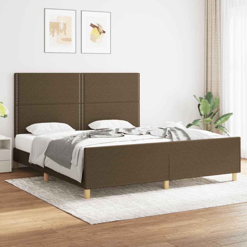 Bedframe zonder matras stof donkerbruin 180x200 cm is nu te koop bij PeponiXL, paradijselijk wonen!
