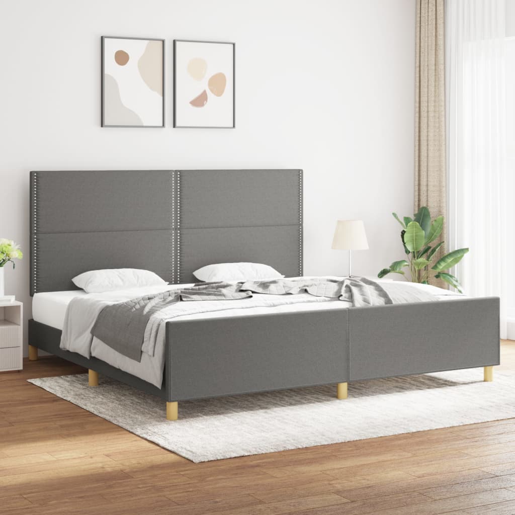 Bedframe zonder matras stof donkergrijs 200x200 cm is nu te koop bij PeponiXL, paradijselijk wonen!