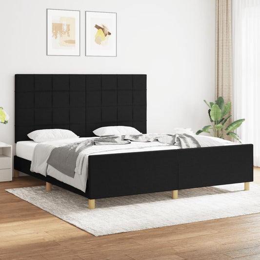 Bedframe zonder matras stof zwart 180x200 cm is nu te koop bij PeponiXL, paradijselijk wonen!