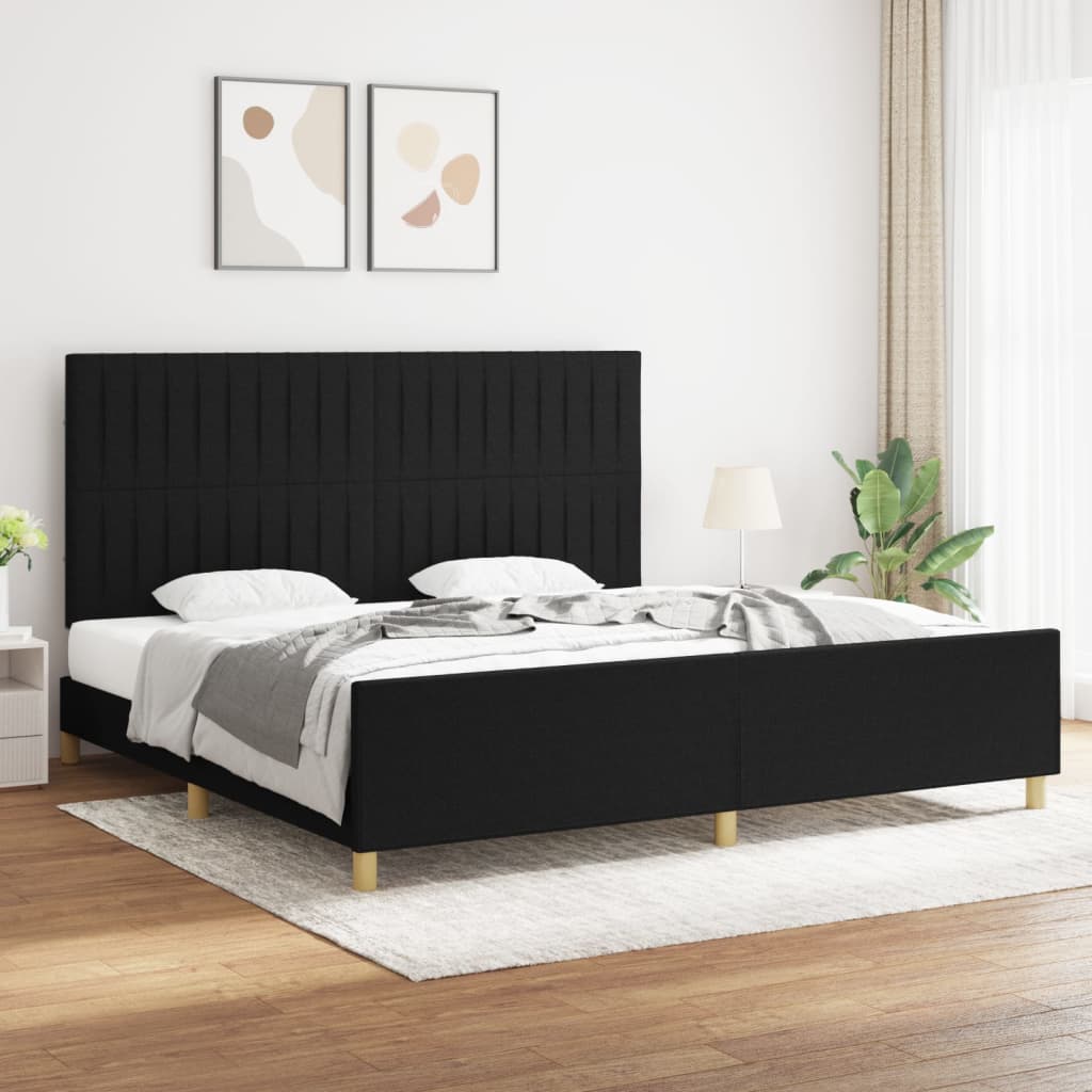 Bedframe zonder matras stof zwart 200x200 cm is nu te koop bij PeponiXL, paradijselijk wonen!