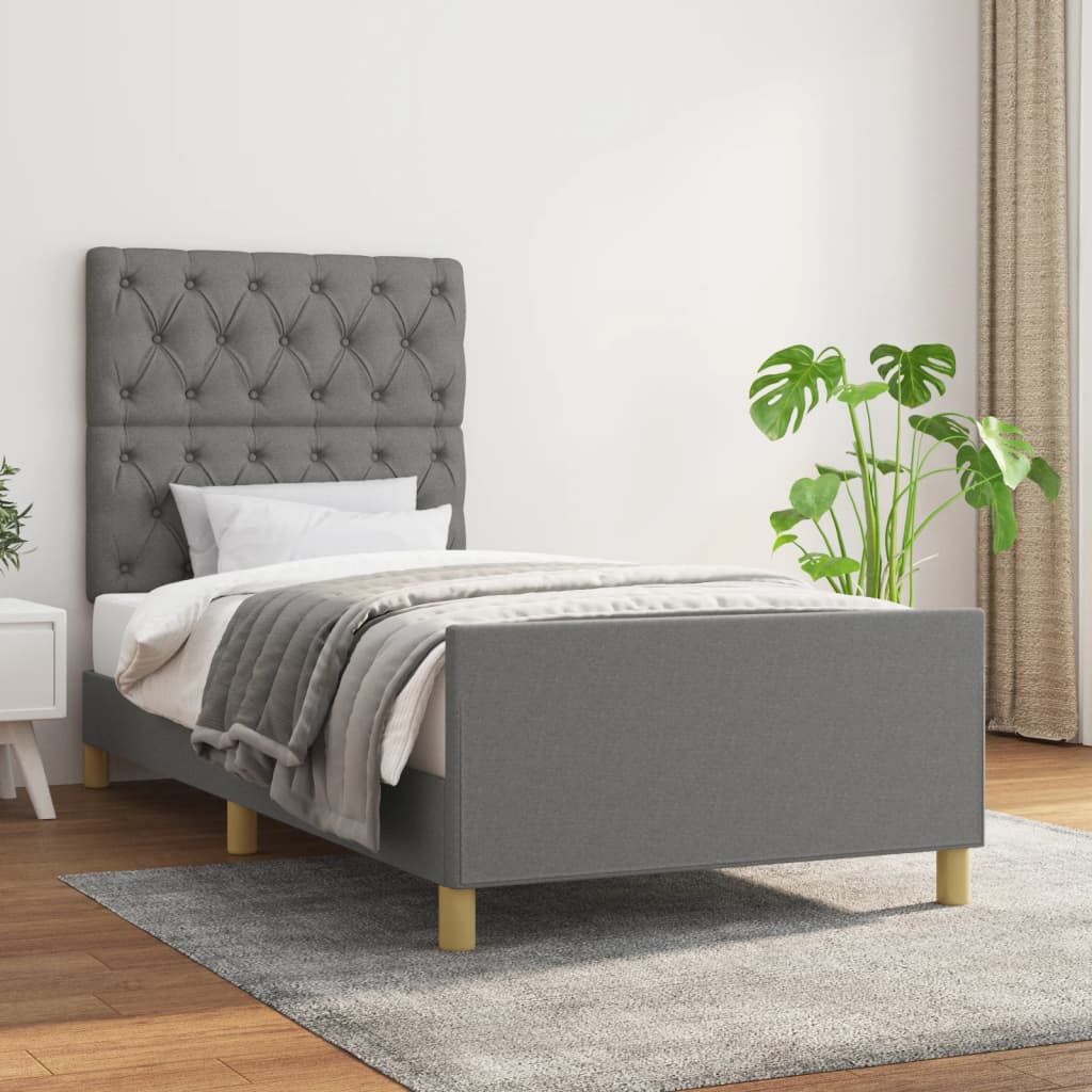 Bedframe zonder matras 80x200 cm stof donkergrijs is nu te koop bij PeponiXL, paradijselijk wonen!