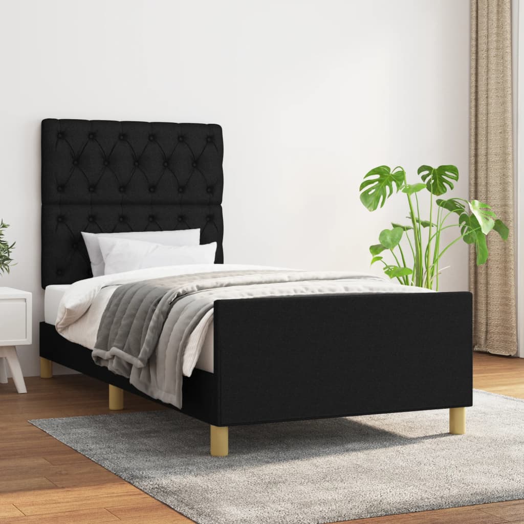 Bedframe zonder matras 80x200 cm stof zwart is nu te koop bij PeponiXL, paradijselijk wonen!