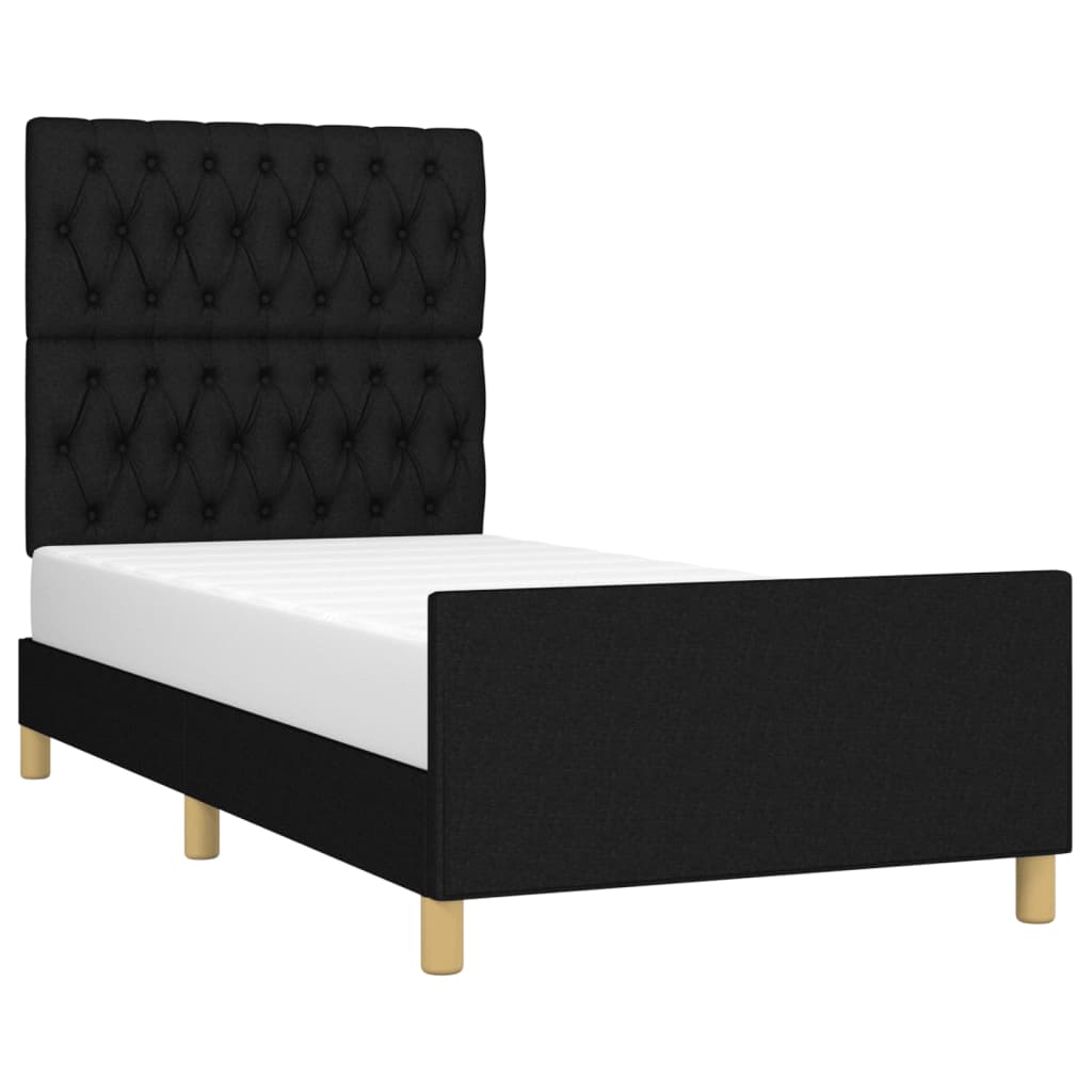 Bedframe zonder matras 90x200 cm stof zwart is nu te koop bij PeponiXL, paradijselijk wonen!