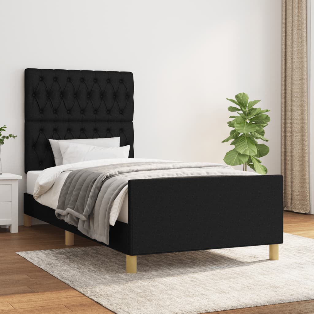 Bedframe zonder matras 90x200 cm stof zwart is nu te koop bij PeponiXL, paradijselijk wonen!