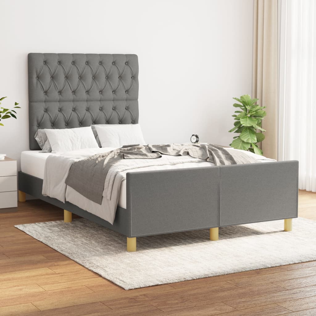 Bedframe zonder matras 120x200 cm stof donkergrijs is nu te koop bij PeponiXL, paradijselijk wonen!
