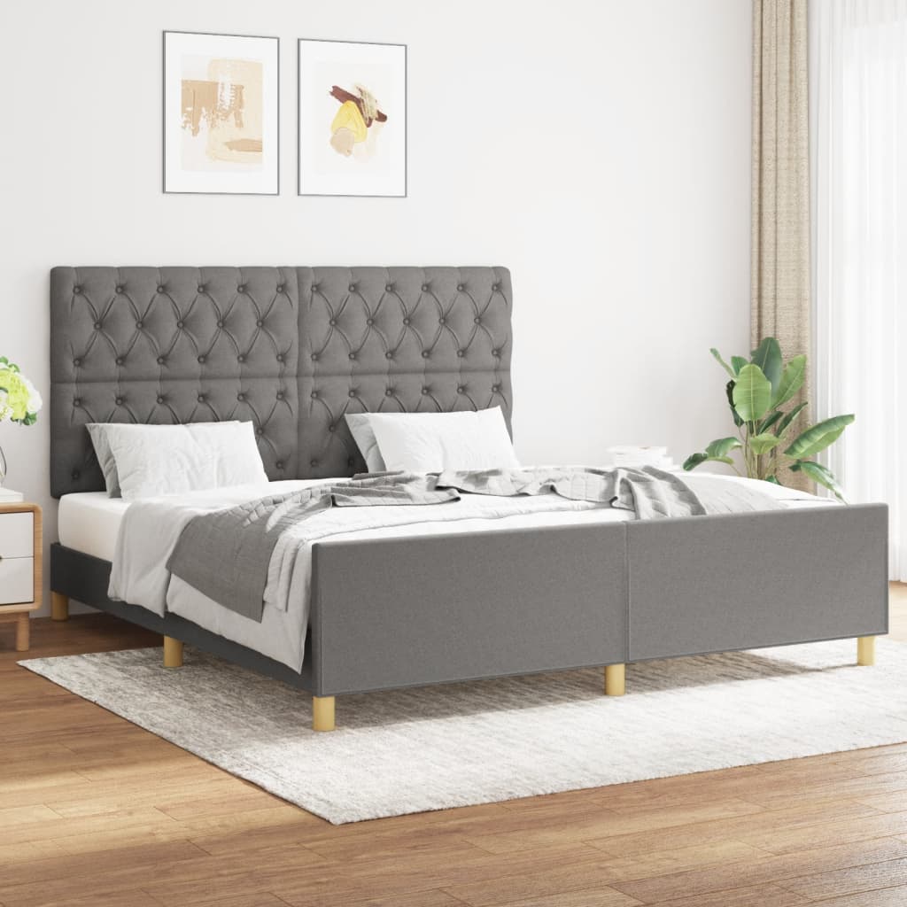 Bedframe zonder matras stof donkergrijs 160x200 cm is nu te koop bij PeponiXL, paradijselijk wonen!