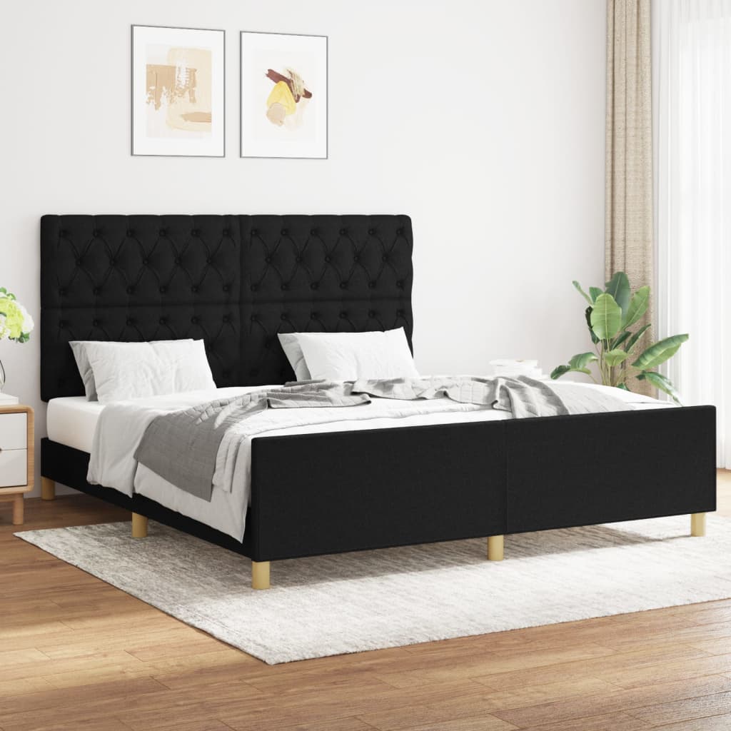 Bedframe zonder matras stof zwart 160x200 cm is nu te koop bij PeponiXL, paradijselijk wonen!