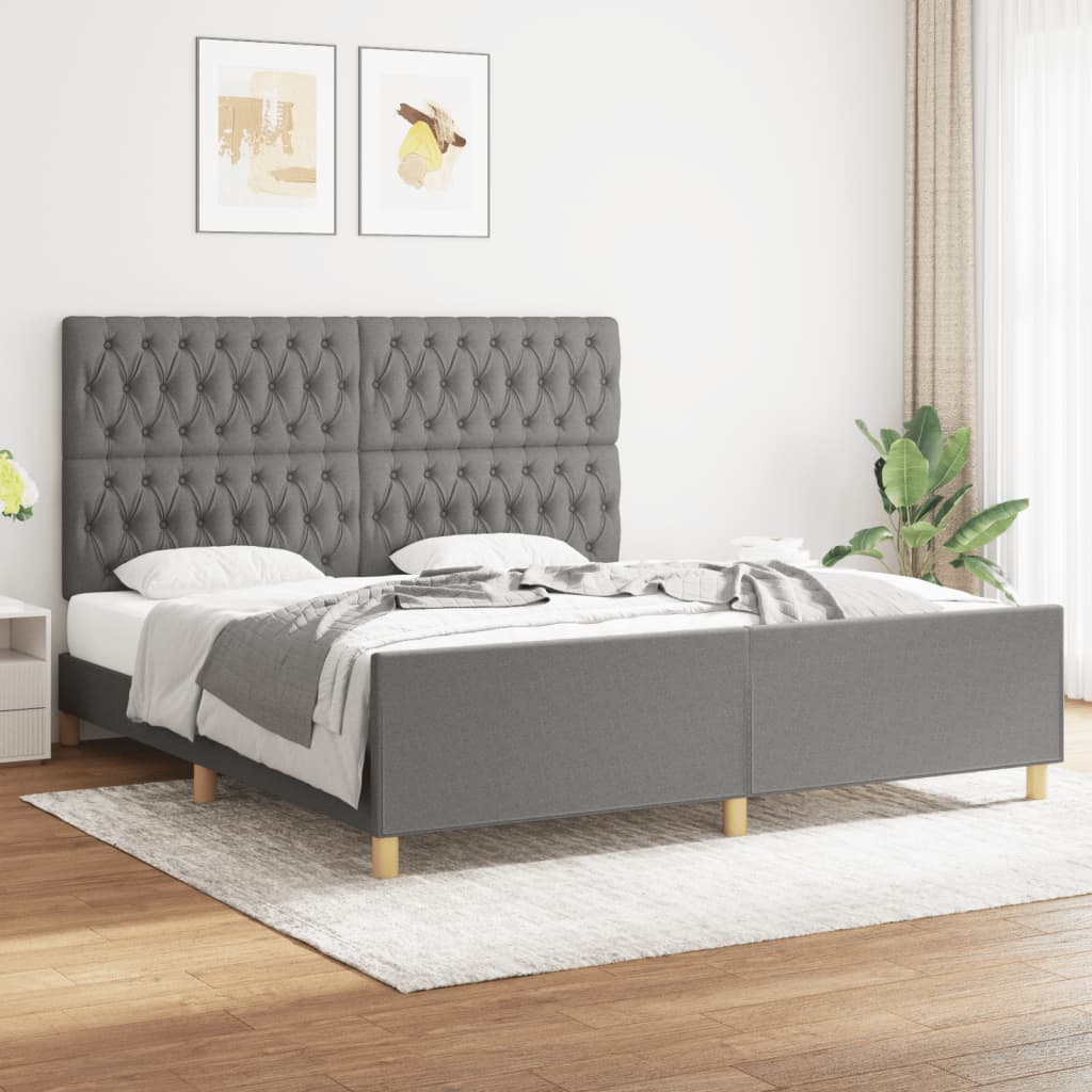Bedframe zonder matras stof donkergrijs 180x200 cm is nu te koop bij PeponiXL, paradijselijk wonen!
