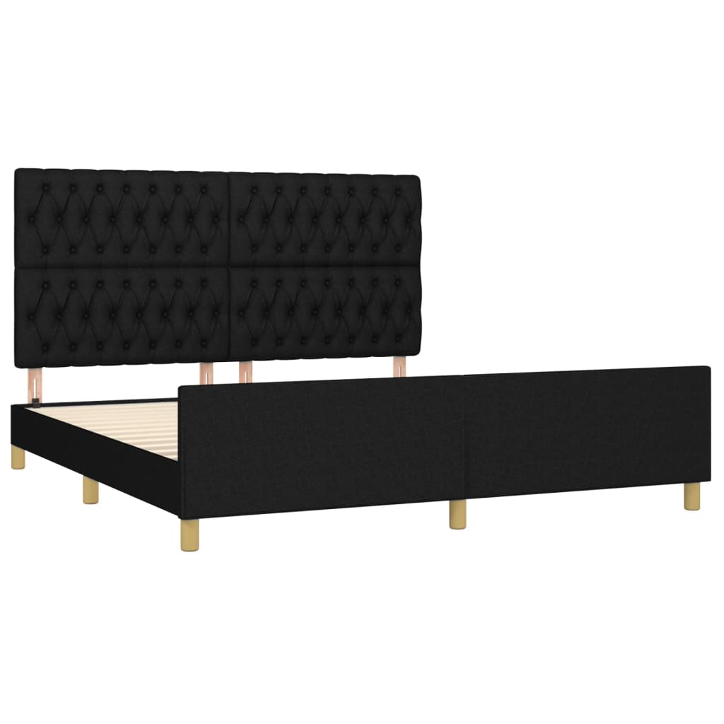 Bedframe zonder matras stof zwart 180x200 cm is nu te koop bij PeponiXL, paradijselijk wonen!