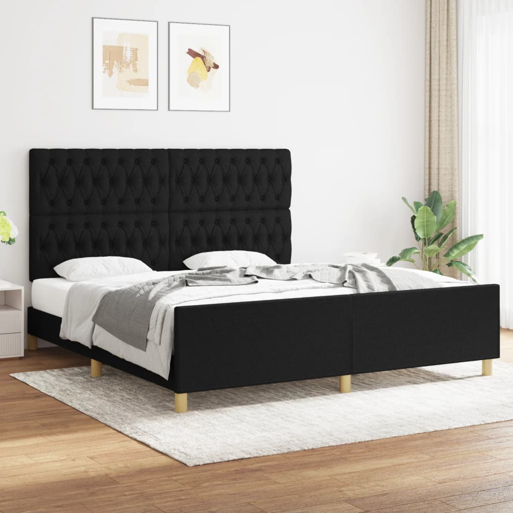 Bedframe zonder matras stof zwart 180x200 cm is nu te koop bij PeponiXL, paradijselijk wonen!