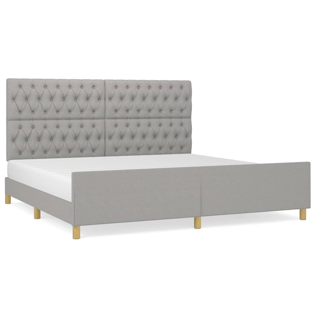 Bedframe met hoofdeinde stof lichtgrijs 200x200 cm is nu te koop bij PeponiXL, paradijselijk wonen!