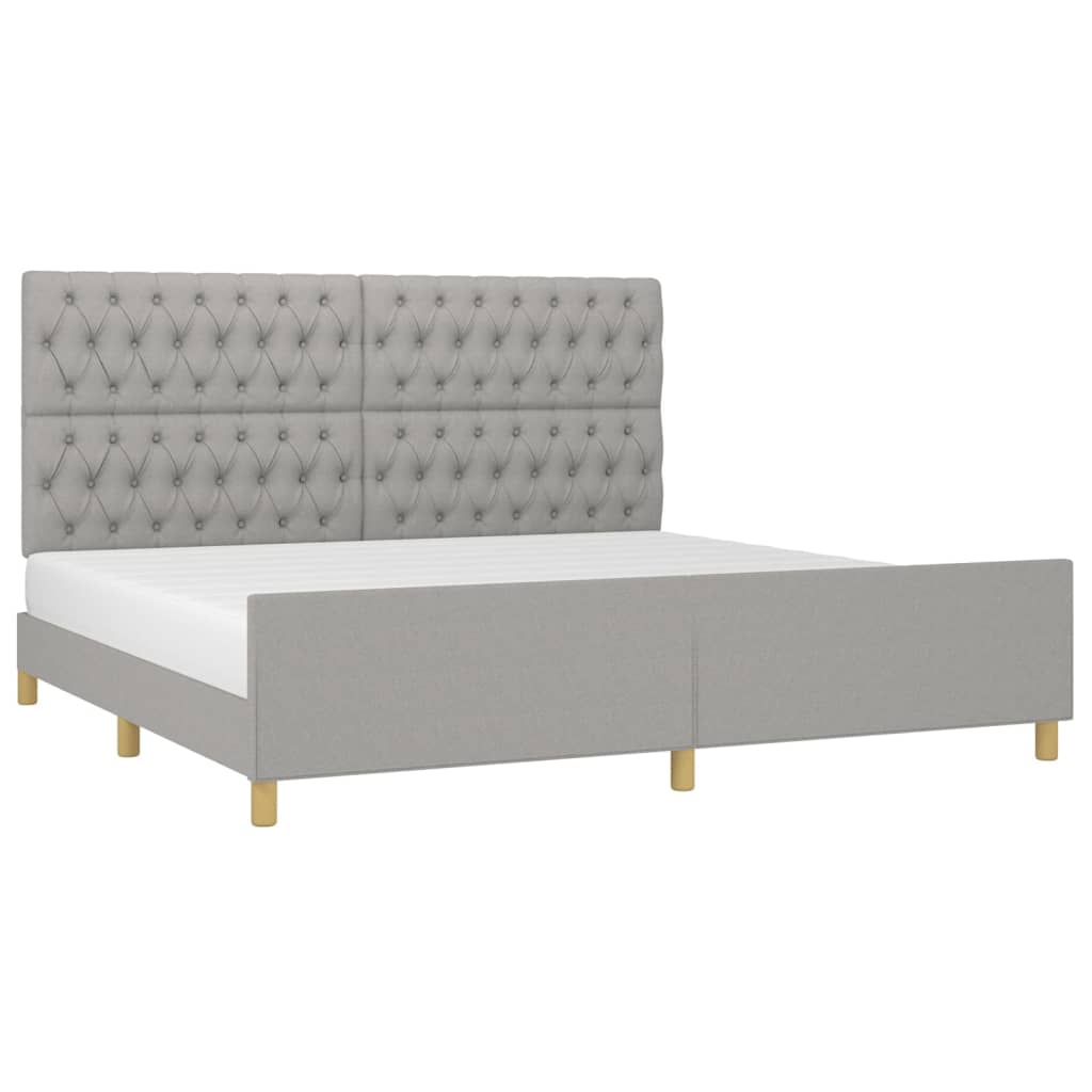 Bedframe met hoofdeinde stof lichtgrijs 200x200 cm is nu te koop bij PeponiXL, paradijselijk wonen!