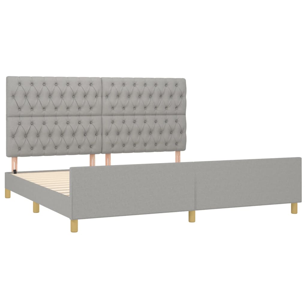 Bedframe met hoofdeinde stof lichtgrijs 200x200 cm is nu te koop bij PeponiXL, paradijselijk wonen!