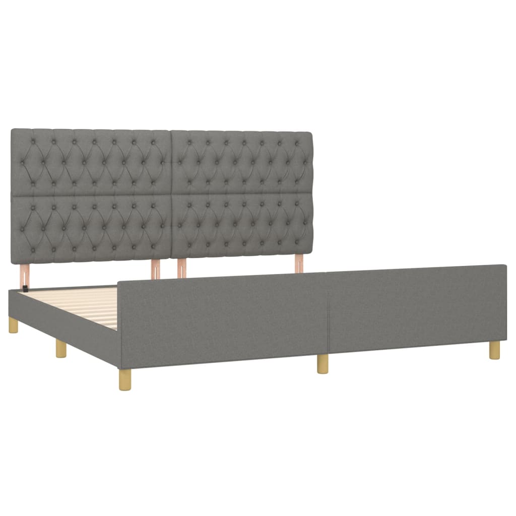 Bedframe met hoofdeinde stof donkergrijs 200x200 cm is nu te koop bij PeponiXL, paradijselijk wonen!