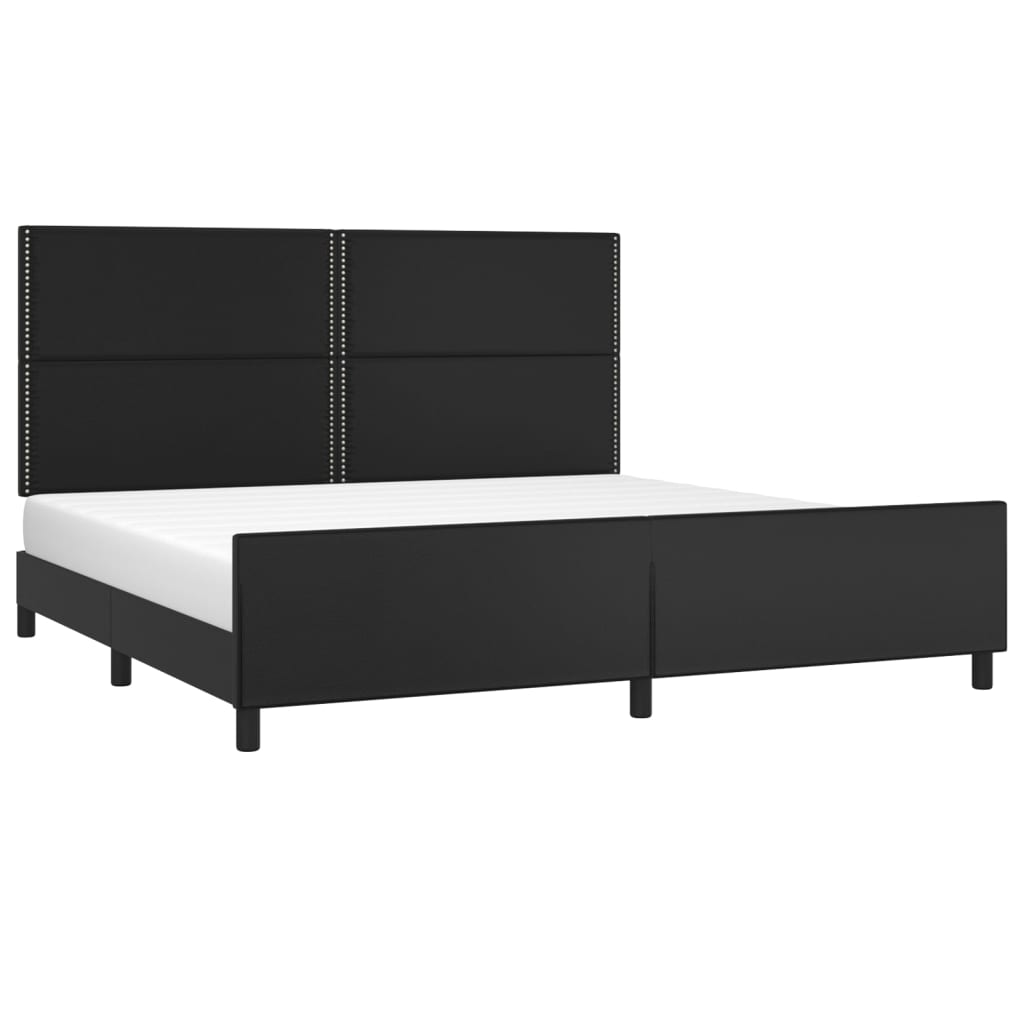 Bedframe met hoofdeinde kunstleer zwart 200x200 cm is nu te koop bij PeponiXL, paradijselijk wonen!