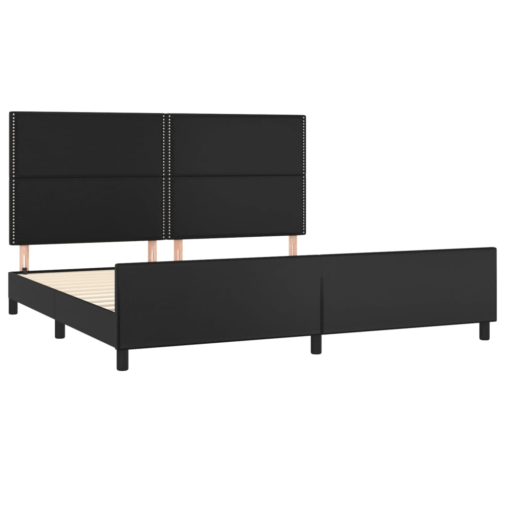 Bedframe met hoofdeinde kunstleer zwart 200x200 cm is nu te koop bij PeponiXL, paradijselijk wonen!