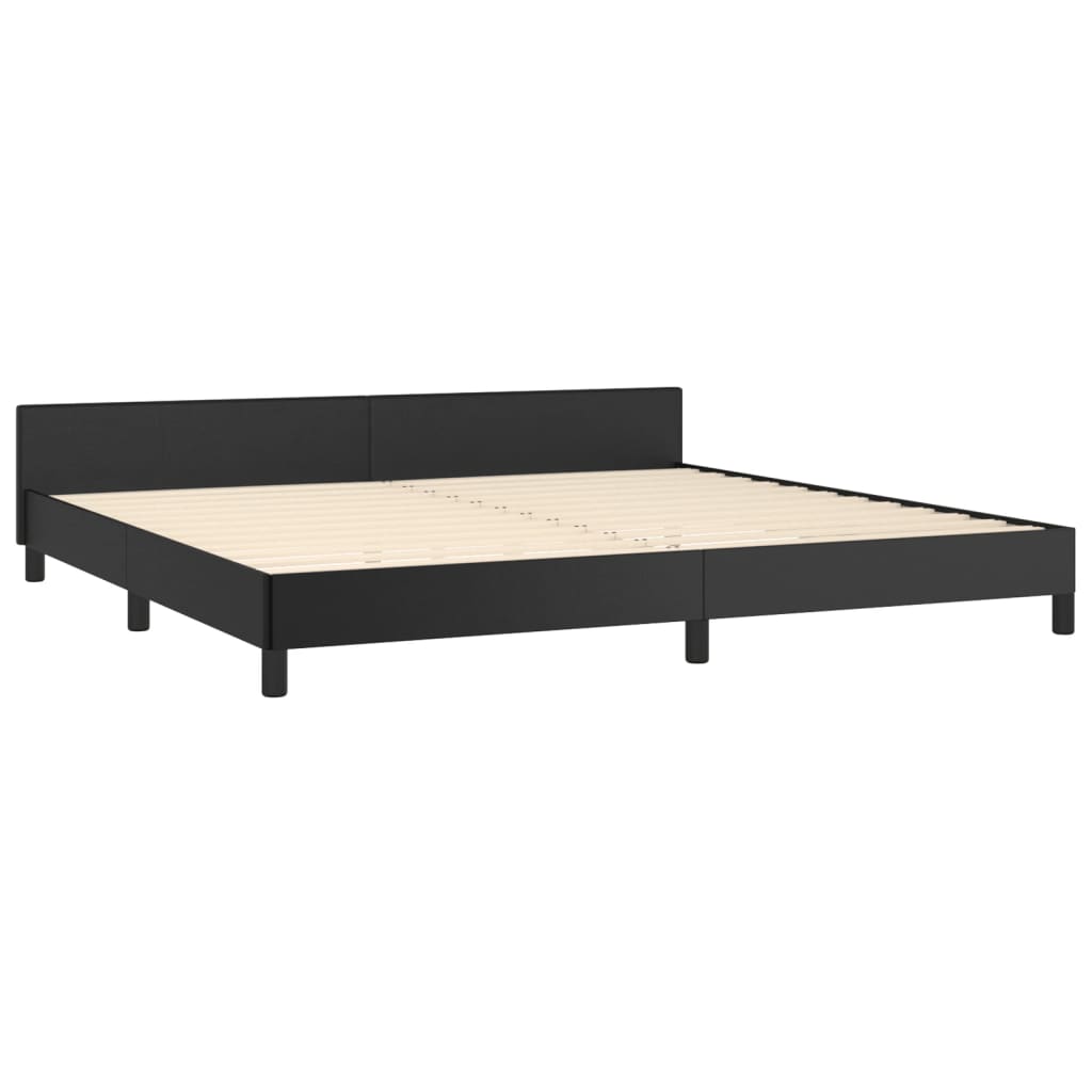 Bedframe met hoofdeinde kunstleer zwart 200x200 cm is nu te koop bij PeponiXL, paradijselijk wonen!