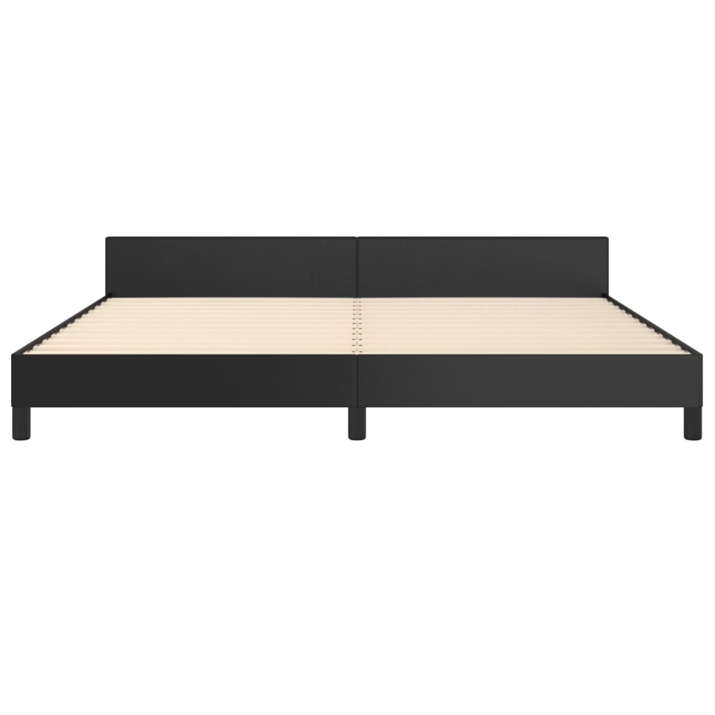 Bedframe met hoofdeinde kunstleer zwart 200x200 cm is nu te koop bij PeponiXL, paradijselijk wonen!