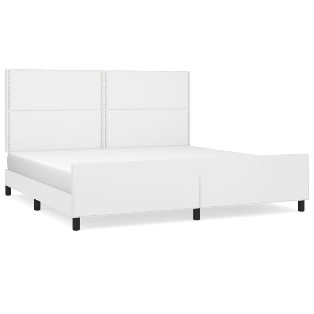 Bedframe met hoofdbord kunstleer wit 200x200 cm is nu te koop bij PeponiXL, paradijselijk wonen!