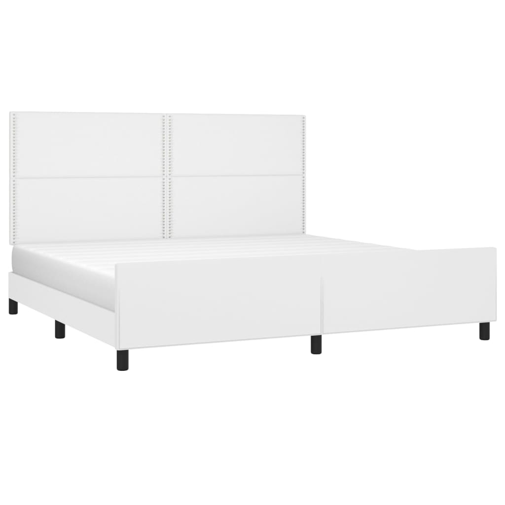 Bedframe met hoofdbord kunstleer wit 200x200 cm is nu te koop bij PeponiXL, paradijselijk wonen!